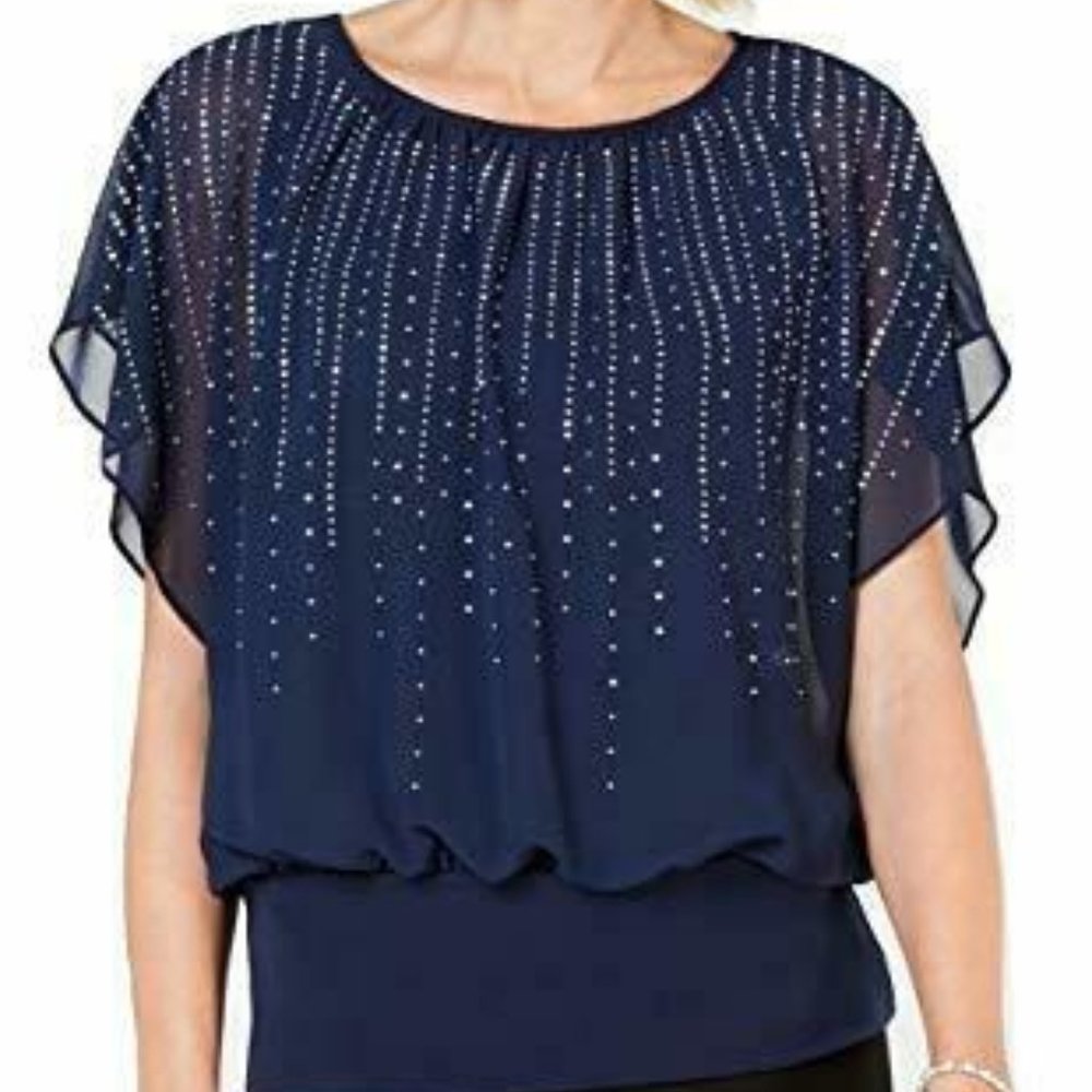 NWT JM Collection Jewel-Embellished Top Large